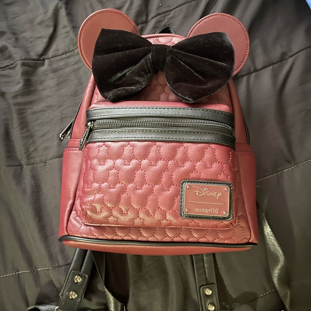 Maroon Minnie Mouse Loungefly Backpack